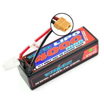 Voltz 4000mAh 3S 11.1V 50C Hard Case LiPo RC Car Battery w/XT60 Connector Plug