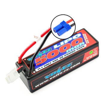 Voltz 5000mAh 3S 11.1V 50C Hard Case LiPo RC Car Battery w/EC5 Connector Plug