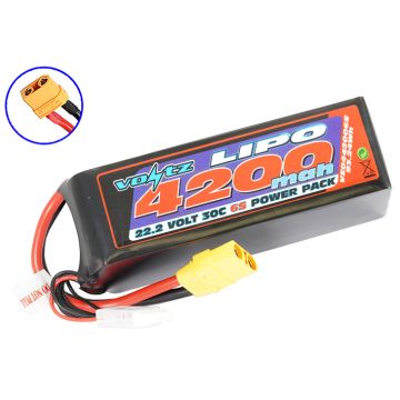 Voltz 4200mAh 6S 22.2V 30C LiPo RC Battery w/XT90 Connector Plug