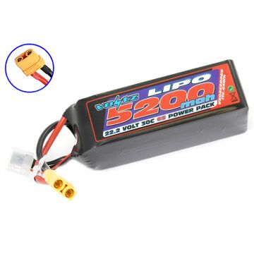 Voltz 5200mAh 6S 22.2V 30C LiPo RC Battery w/XT90 Connector Plug