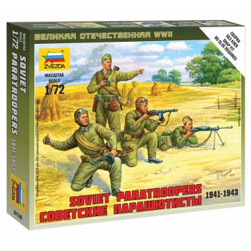 ZVEZDA 1:72 WWII Soviet Paratroopers Team Soldiers Plastic Model Kit Figures